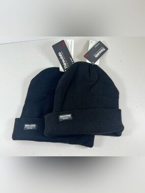 NWT 3M Thinsulate 40 Gram Beanie Hats Black Knit Winter hat 2 Pack unisex OS